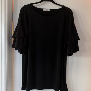 Zenana Outfitters Black Ruffle Sleeve Tee